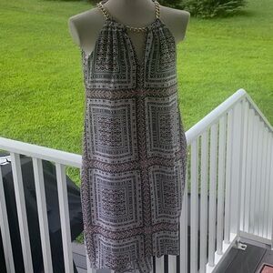 White House Black Market High low printed dress with chain neckline 00